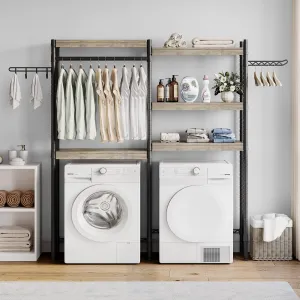 Over Washer and Dryer Shelves, 5-Tier Laundry Room Shelves Heavy Duty Washer Dryer Shelf Freestanding Space Saver and Organization Shelves for Home, Laundry Room 61" W x 11.8" D x 74" H