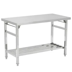 48"L x 30"W x 32"H Stainless Steel Floding Table, NSF Commercial Kitchen Prep Table with Under Shelf for Restaurant and Home, Foldable