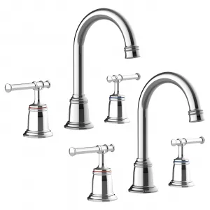 Classical 8 inch Bathroom Faucet, Bathroom faucets for Sink 3 Holes, Widespread Brushed Nickel Bathroom Faucet with Pop Up Drain and cUPC Lead-Free Hose (Chrome 2 Packs)