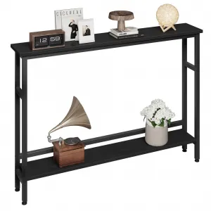 Slim Console Table 5.9" Narrow Sofa Table, 2 Tier Skinny Console Table with Adjustable Shelf, Slim Behind Couch Table for Living Room, Entryway, Hallway, Foyer - Black
