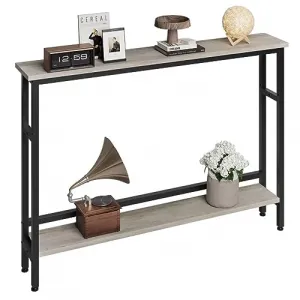 Slim Console Table 5.9" Narrow Sofa Table, 2 Tier Skinny Console Table with Adjustable Shelf, Slim Behind Couch Table for Living Room, Entryway, Hallway, Foyer - Grey