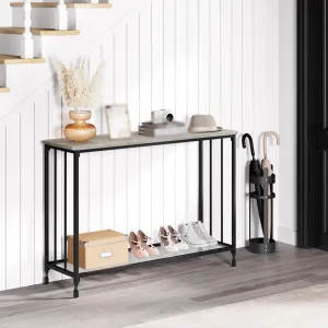 Console Table with Glass Shelf & Metal Frame, 41.5" Narrow Entryway Table, Industrial Style for Living Room, Foyer, Bedroom