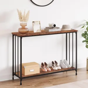 Console Table with Wood Shelf & Metal Frame, 41.5" Narrow Entryway Table, Industrial Hallway Table for Living Room, Foyer, Bedroom