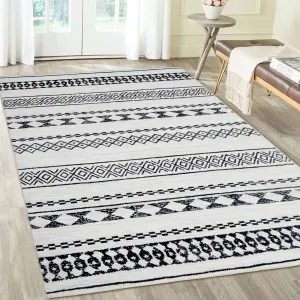 Boho Black & White 3x5 Area Rug Boho Geometric Distressed Rug for Living Room Soft Washable Bedroom Rugs Tribal Non-Shedding Entryway Rug Anti-Slip Foldable Carpet Dining Room Home Office Area Rug