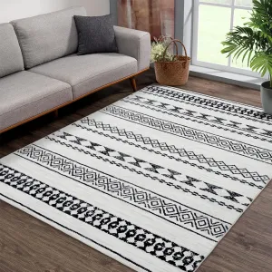Boho Black & White 10x13 Large Area Rug Boho Washable Rugs for Living Room Ultra-Soft Non-Slip Backing Accent Bedroom Rug Low Pile Non-Shedding Farmhouse Floor Carpet for Dining Room Nursery Dorm Office