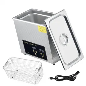 180W 6L Ultrasonic Jewelry Cleaner, Digital Timer, Silver