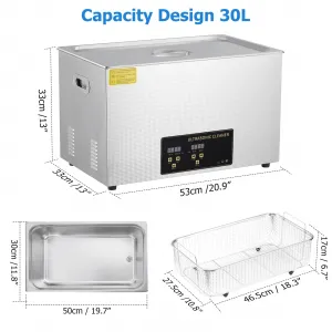 600W 30L Ultrasonic Cleaner with Timer & Heater for Jewelry
