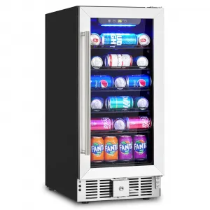3.2 Cu.ft Beverage Fridge, 115 Cans, 36～60°F Control & Lock