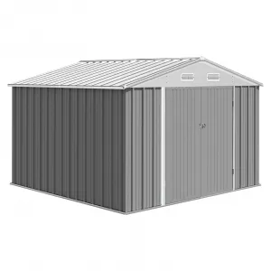10x8 FT Metal Outdoor Storage Shed, Steel Utility Tool Shed Storage House with Lockable Door Design, Metal Sheds Outdoor Storage for Garden, Patio, Backyard, Outside Use, Grey