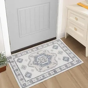 Small Area Rug 2x3 Entryway Vintage Washable Rug Non Slip Boho Rug Lightweight Kitchen Rug Non Shedding Indoor Floor Carpet for Bedroom Living Room Decor