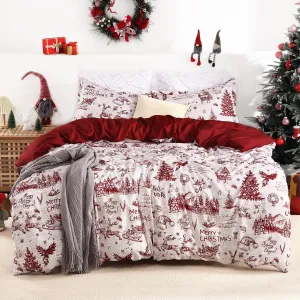 Christmas Duvet Cover Twin Size - Christmas Holiday Printed Duvet Cover Set for Kids, Soft and Breathable Christmas Decorations Bedding Set (Twin, 68"x90")