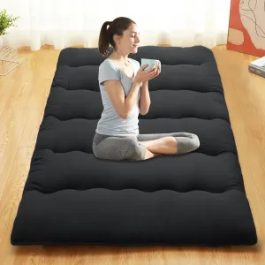 Japanese Style Mattress Queen Size for Adults, Foldable Sleeping Mattress Pad for Floor, Tatami Mat, Camping, Black
