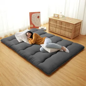 Japanese Floor Futon Mattress Full Size, Japanese Style Folding Futon Mattress Sleeping Mattress Pad for Adults Kids, Tatami Mat, Roll Up Camping Mattress, Dark Grey