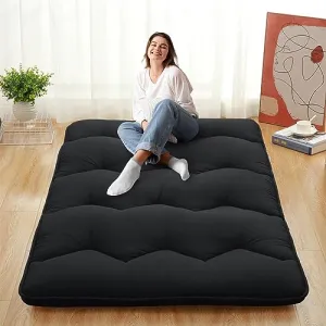 Foldable Japanese Floor Mattress - Full Size Futon Mattress Roll Up, Tatami Mat, Camping Mattress, and Couch Mattress Pad