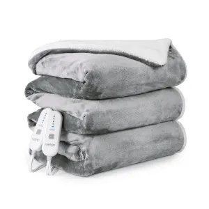 Electric Blanket Queen Size 84" x 90", Large Thick Sherpa Heated Blanket Queen with Dual Control 5 Heating Levels & 10 Hours Auto Off, Machine Washable Fast Heating Blanket Queen Size, Grey