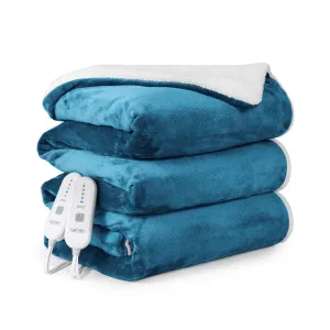 Electric Blanket Queen Size 84" x 90", Large Thick Sherpa Heated Blanket Queen with Dual Control 5 Heating Levels & 10 Hours Auto Off, Machine Washable Fast Heating Blanket Queen Size, Teal