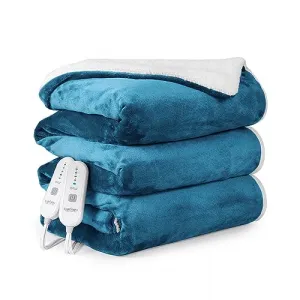 Electric Blanket King Size 90" x 100", Large Thickened Sherpa Heated Blanket with Dual Control 5 Heat Levels & 10 Hours Auto Off, Machine Washable Fast Heating Blanket King Size, Teal