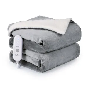 Electric Blanket Full Size 72" x 84", Thick Flannel & Sherpa Heated Blanket Full with 5 Heating Levels & 4 Hours Auto Off, ETL Certified Fast Heating Blanket with Overheating Protection, Grey