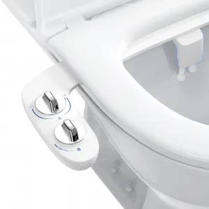 Dual Nozzle Toilet Bidet in Non-Electric Self-Cleaning Design with Adjustable Pressure Control for Existing Toilets