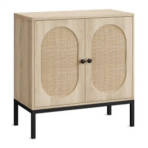 Rattan Buffet Cabinet with Storage, Farmhouse Sideboard Cabinet with Doors and Adjustable Shelves, Modern Wood Cupboard for Kitchen, Living Room and Dining Room