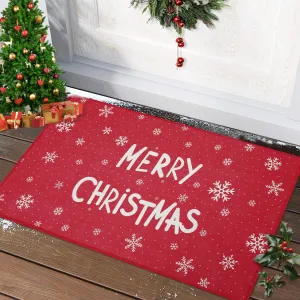 Christmas Doormat Indoor Outdoor Entry Doormats Front Door Decoration Mat Non-Slip Absorbent Entry Door Rugs, Red, 17" x 29"
