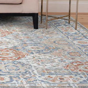 Retro Oriental Area Rug 5'3" x 7'3" Vintage Traditional Rug Multi-Colors Tribal Floral Carpet Indoor Accent Rug Non Slip Non-Shedding Floor Cover for Living Room Bedroom Home Office