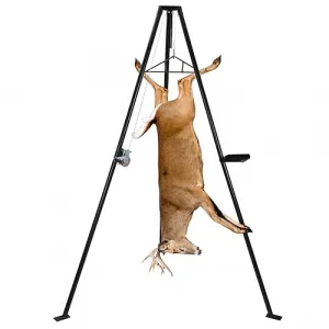 Deer Hoist Tripod, 500 LBS Load Capacity Deer Hanger for Skinning, Hunting Game Hoists with Lifting Winch and Tool Tray, Adjustable Height and 360 Degrees Swivel