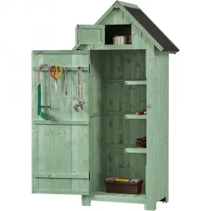 Outdoor Wooden Storage Shed, Garden Wood Tool Cabinet, Solid Sheds & Outdoor Storage Clearance, Waterproof Sheds with Shelf and Locking Latch for Backyard, Hallway, Patio Green
