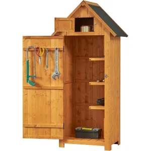 Outdoor Wooden Storage Shed, Garden Wood Tool Cabinet, Solid Sheds & Outdoor Storage Clearance, Waterproof Sheds with Shelf and Locking Latch for Backyard, Hallway, Patio - Natural