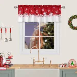 Christmas Valance Window Valance Treatment Rod Pocket for Home Decor 1 Panel for Bathroom, Living Room Christmas Decoration 52"X15" (Red, 52"x15")