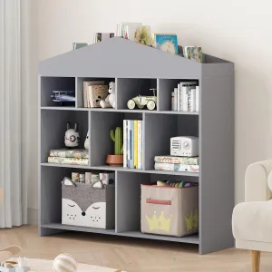 Toy Storage Organizer 9-Cubby Kids Bookshelf + Modern & Stylish Design + Built-to-Last Material + Easy Assembly + Grey