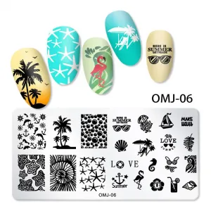 Nail Stamping Plate Nail Art Printing Template DIY Tool Multiple Style Printing Steel Plate Square Template Printing Template 06