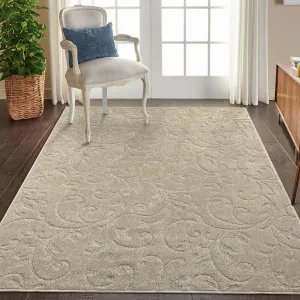 Shag Area Rug 9x12 Vintage Contrast Floral Plush Thick Soft Indoor Carpet Non-Slip Natural Color