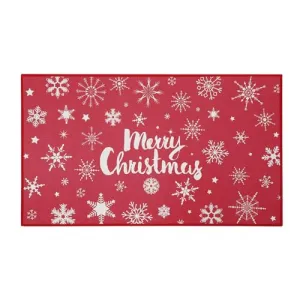 Christmas Doormat Merry Christmas Door Mat Blue Snowflakes Non-Slip Indoor Outdoor Front Door Doormat Living Room Bedroom Entrance Rug Kitchen Floor Mat Home Festive Decoration 20" x 32"
