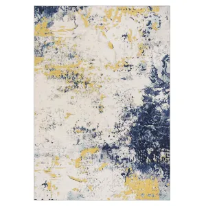 Abstract Modern Yellow Washable Area Rug, Non-Slip Backing, Non-Shedding, Stain Resistant, Foldable, Soft, 5x7, Living Room, Bedroom, Dining Room, Office