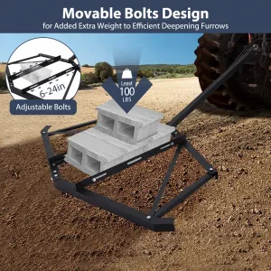 Heavy-Duty 66" Driveway Drag Grader, w/ 3 Sets Adjustable Bolts & 2 Reinforced Steel Bars, Tow-Behind Harrow with Pin Hitch, Least 100lbs