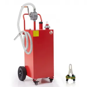 40 Gal Red Portable Gas Caddy with Pump for Fuel Storage,Red