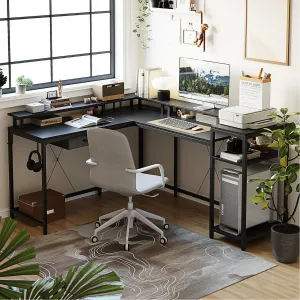 68" L Gaming Desk with Drawer, Power Outlet & LED Lights