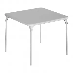 Folding Table, 27.9 Inch Tall Folding Card Table, Portable Square Folding Table with PU Soft Cushion, Grey Metal Foldable Table Suitable for Living Room, Office, Camping