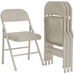 Folding Chairs Set of 4, PU Upholstered, Metal Frame, Holds 350 Pounds, Portable, Suitable for Dining, Living, Office, Camping