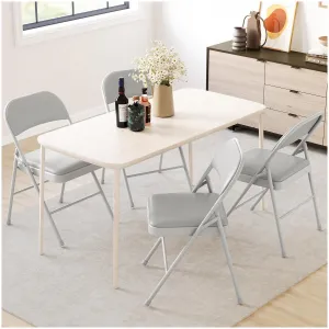 Folding Chairs 2 Pack with Padded Cushion and Back, Metal Frame, 350 lbs Capacity, Foldable, Portable, Indoor/Outdoor, Beige