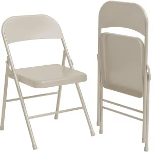 Folding Chairs 2 Pack, Foldable Chairs with Metal Frame Hold Up to 350 Pounds, Portable Beige Folding Chairs Suitable for Dining Room, Living Room, Office, Indoor and Outdoor Events
