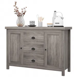 Buffet Cabinet Kitchen Storage Cabinets with Large Storage Space with 3 Drawers and 2 Doors Entryway Table for Living Room and Entryway in Grey
