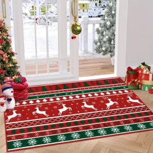 Christmas Area Rug 2x3 Small Rug Washable Entryway Rug Xmas Snowflake Holiday Decor Doormat Kitchen Decorative Non Slip Soft Low Pile Small Carpet Indoor Throw Rug Bedroom Entrance Bathroom
