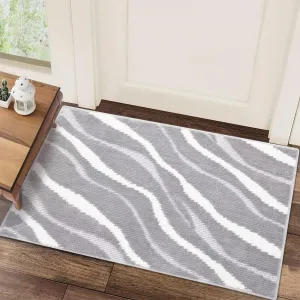 Small Grey Rug 2x3 High-Low Pile Ultra Soft Non-Slip Abstract Design Stain Resistant No Shedding for Entryway Bedroom Bathroom