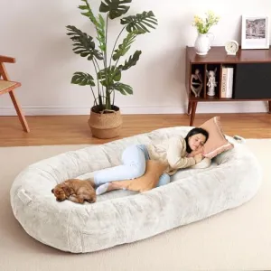 Giant Dog Bed for Men and Women, 75"x48"x14" - Washable & Plush Dog Bed for People, Suitable for Adults，Human-Sized Bed