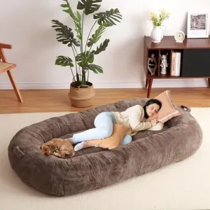 Giant Dog Bed for People, Washable & Plush Human Sized Dog Bed for Men and Women, Large Dog Bed Suitable for Adults, Anti-Slip Bean Bag for Large Dogs, Human-Sized Bed, 71"x43.3"x10"