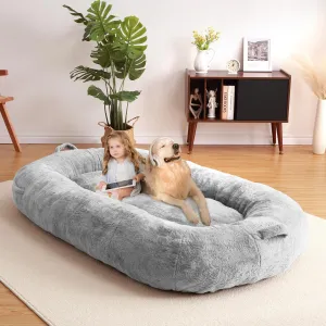 Giant Dog Bed for Men and Women, 75"x48"x14" - Washable & Plush Dog Bed for People, Suitable for Adults，Human-Sized Bed