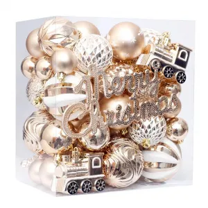 Christmas Balls 65pcs, Christmas Tree Decoration Set, Christmas Ornaments Set for Xmas Tree Holiday Party Garland Decor - Champagne