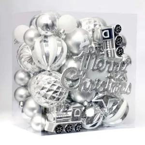Christmas Balls 65pcs, Christmas Tree Decoration Set, Christmas Ornaments Set for Xmas Tree Holiday Party Garland Decor - Silver